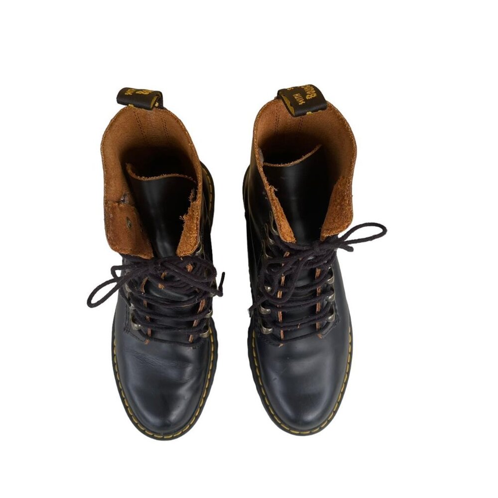 SOLD ✨ Dr. Martens Leona Black Leather Platform Combat Boots Women’s 6 - Picture 6 of 8